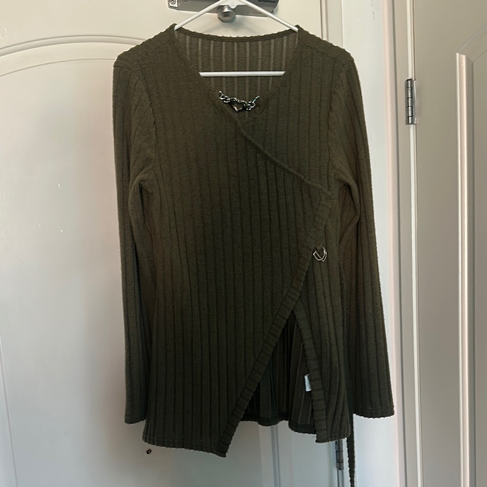 Olive Green Ribbed Women’s Sweater